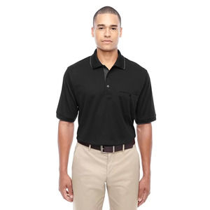 Men's Pique Polo w/ Pocket - Large, Black/Carbon